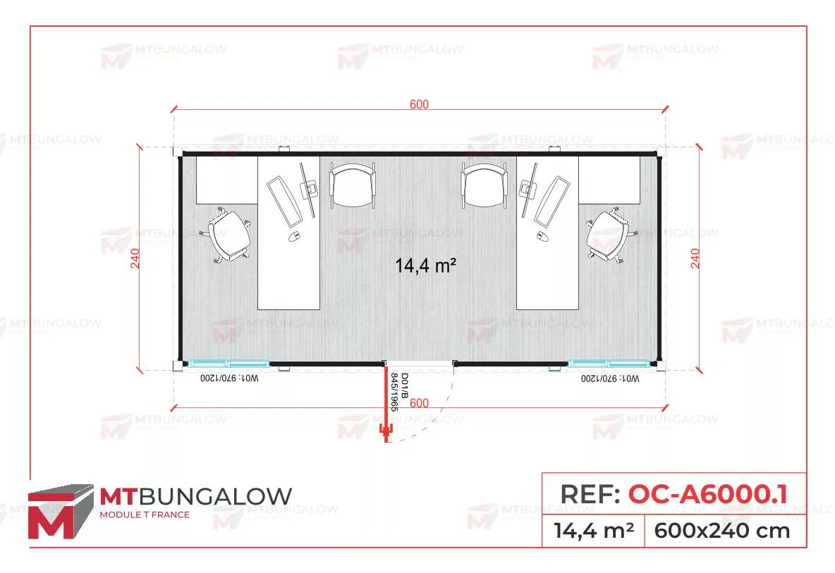 bureau de chantier avec double bureau