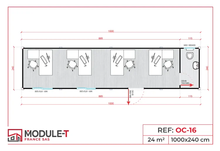 bureau de chantier quadruple